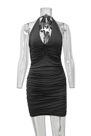 All White Party Halter Top Mini Dress