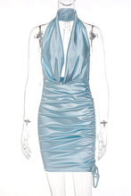 Load image into Gallery viewer, Icey Satin Halter Top Mini Dress
