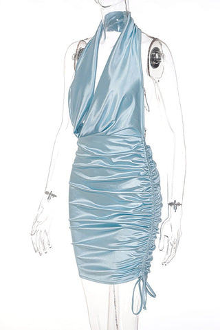 Icey Satin Halter Top Mini Dress