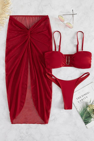 Goddess Bikini & Skirt 3-Piece Swim Set