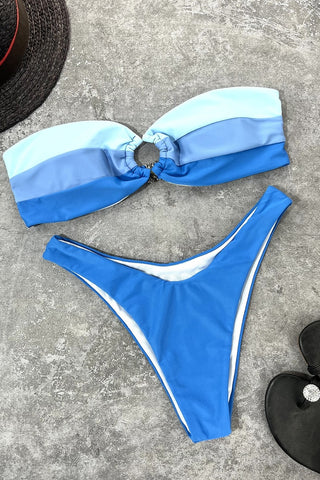 Wavy Babe Tube Top Bikini Swim Set