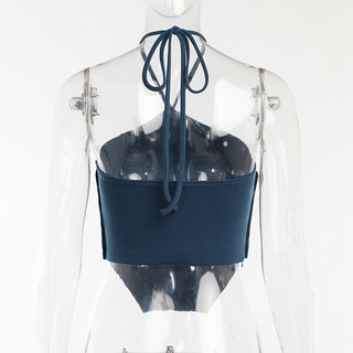 Sara Ribbed Crop Halter Top