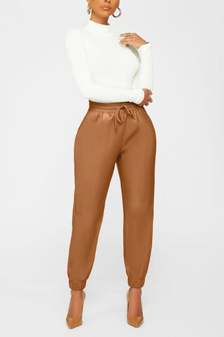 Faux Leather Jogger Pants