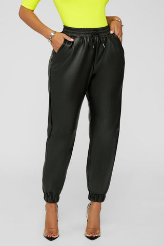 Faux Leather Jogger Pants