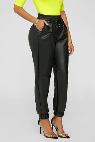 Faux Leather Jogger Pants