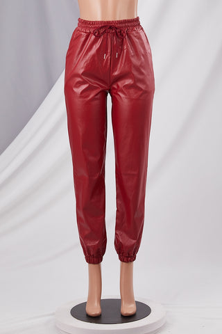 Faux Leather Jogger Pants