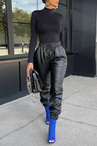 Faux Leather Jogger Pants