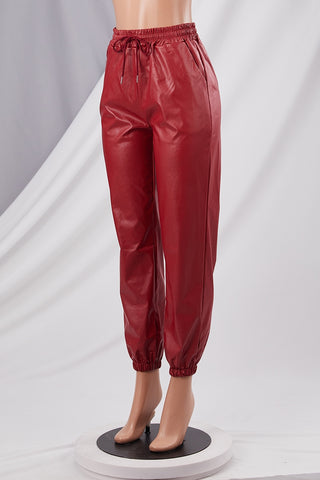 Faux Leather Jogger Pants