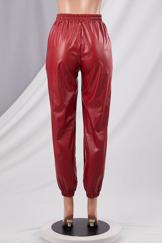 Faux Leather Jogger Pants