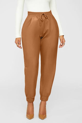 Faux Leather Jogger Pants