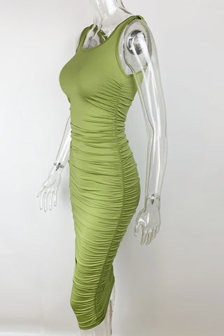 Ruched Summer Bodycon Midi Dress