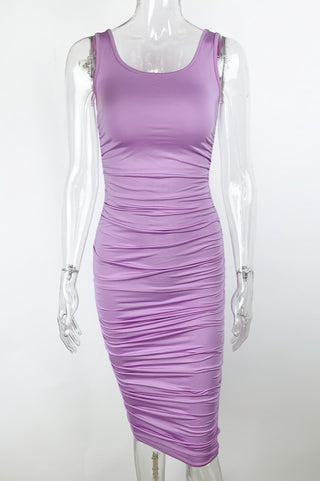 Ruched Summer Bodycon Midi Dress